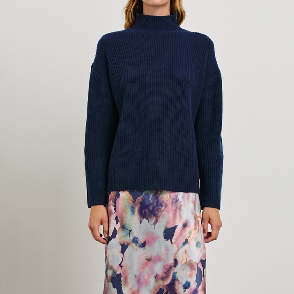 NWT Rails Sanna Sweater Women’s XL Navy Merino Wool Eco Minimalist Luxe Classic - Picture 2 of 10